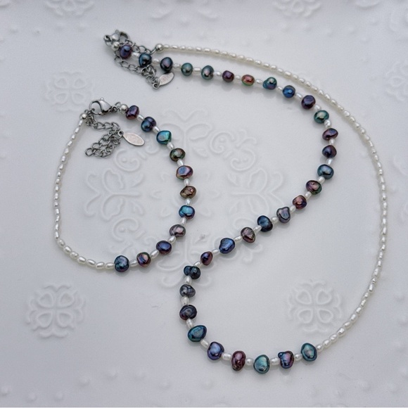 X353 Handmade Freshwater Baroque Pearl Necklace and Bracelet Set